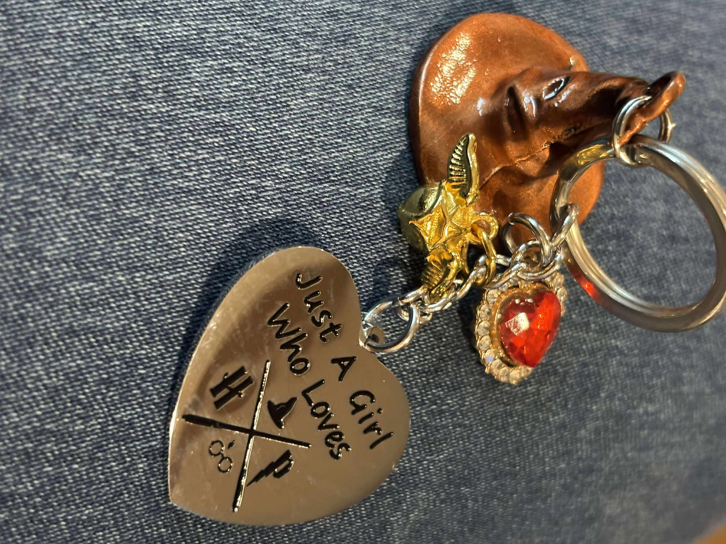 Just a Girl Who Loves HP” Charm Keychain – Heart & Sorting Hat Accessories