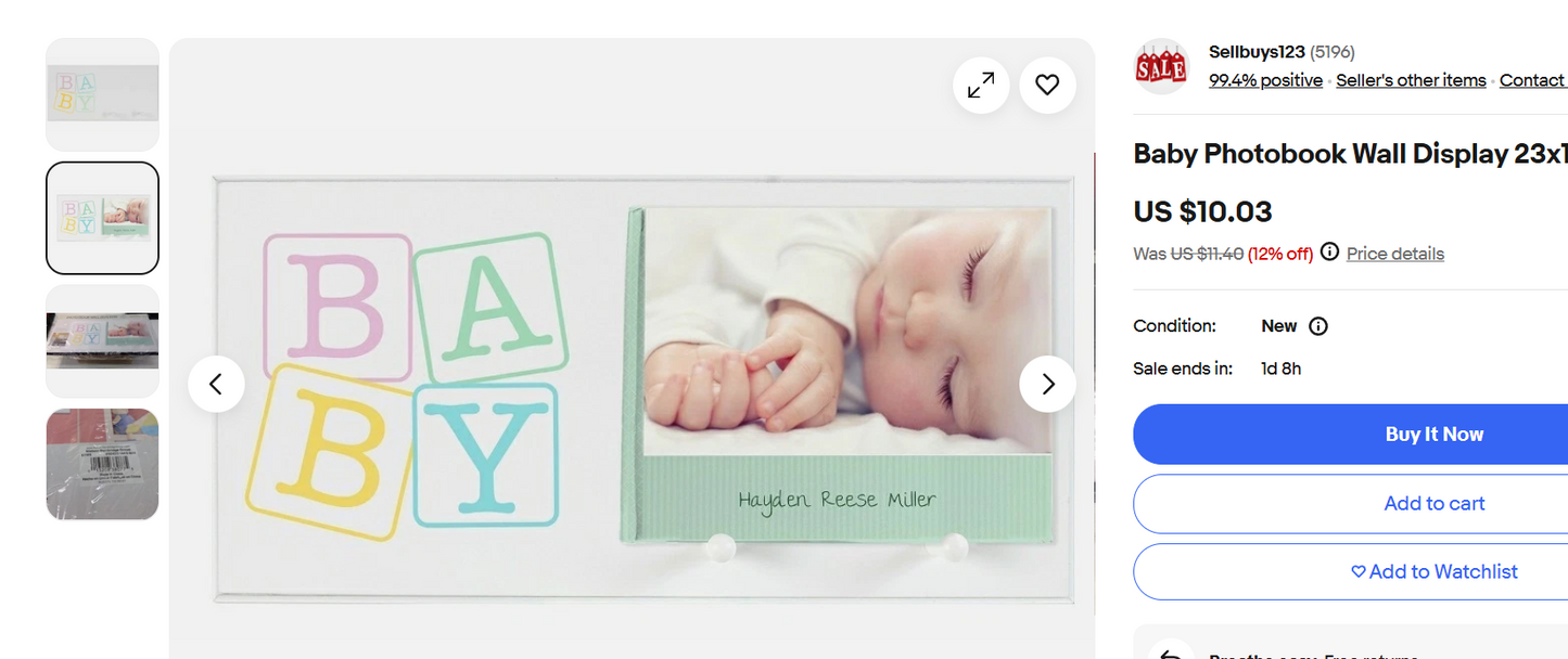 Burnes of Boston Baby Photo Book Wall Displayer – 23x11.5” Nursery Wall Frame