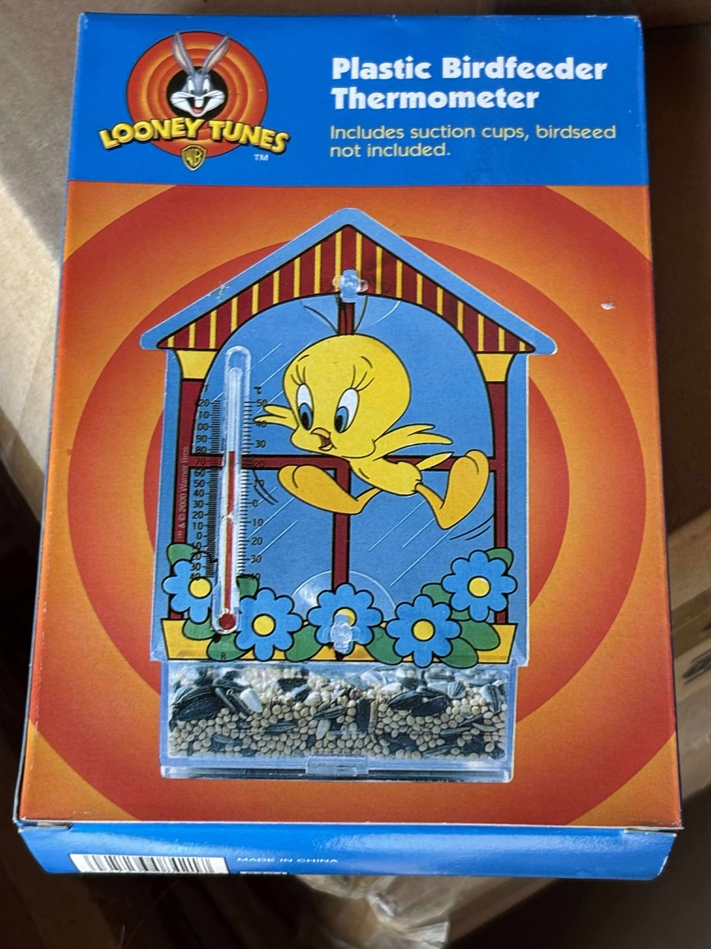 Looney Tunes Tweety Bird Birdfeeder with Thermometer – Vintage Plastic Window Feeder
