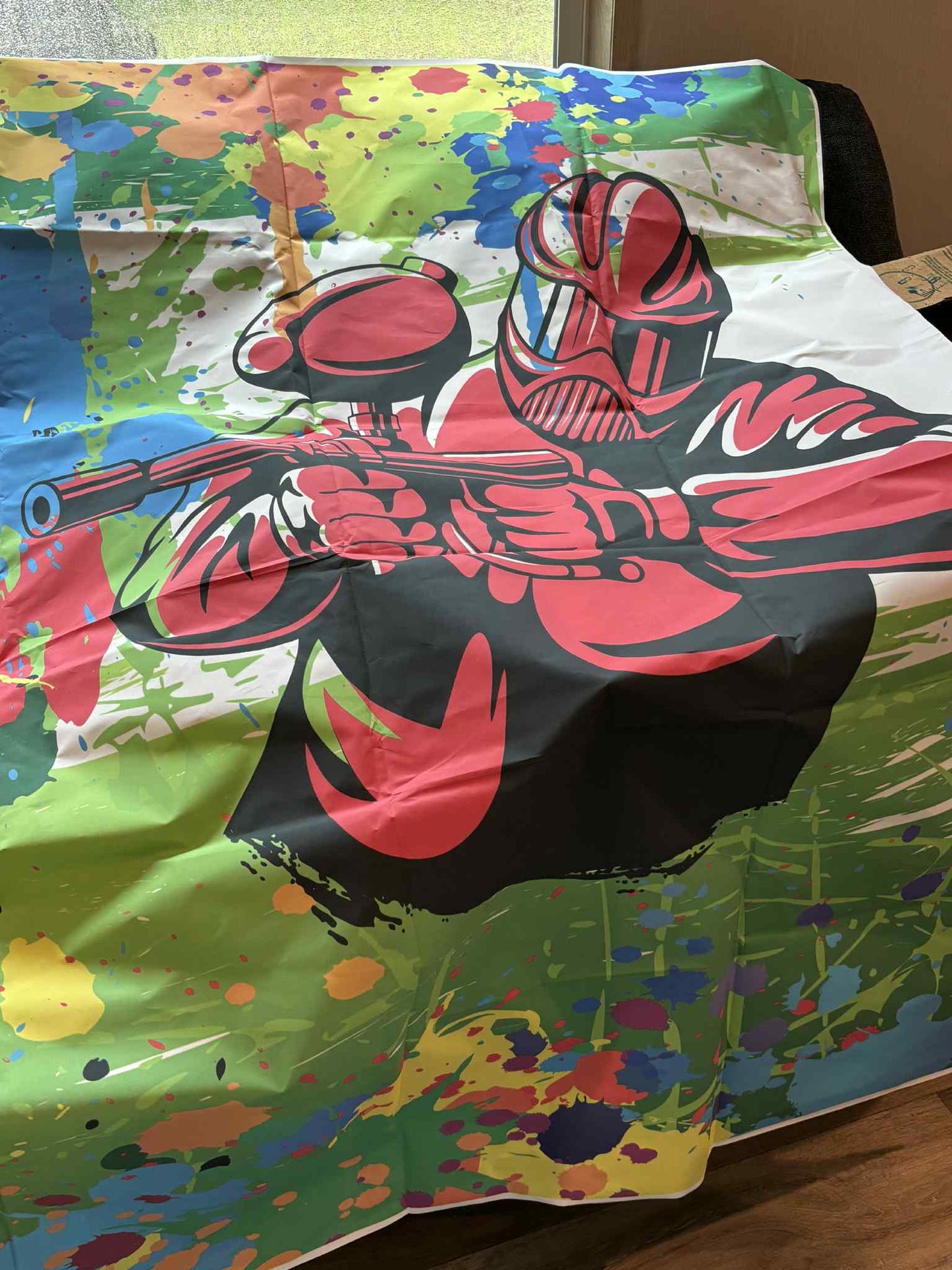 Paintball Target Party Backdrop – 7x5 ft Color Splash Design