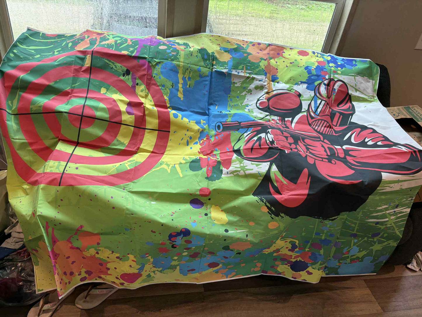 Paintball Target Party Backdrop – 7x5 ft Color Splash Design
