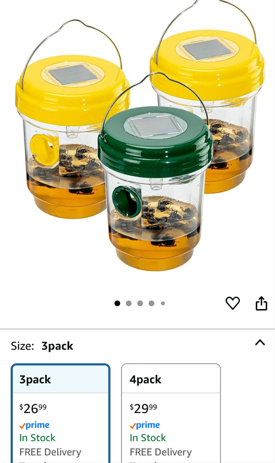 Solar Powered Wasp Traps – Outdoor Hanging Insect Catchers (3-Pack)