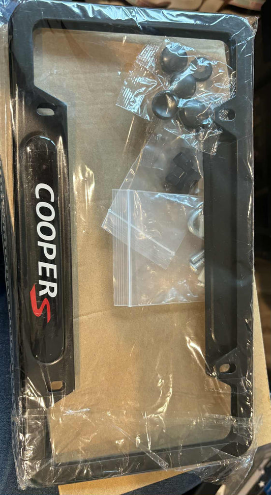 Mini Cooper S Decorative License Plate Frame – Black with Red “S”