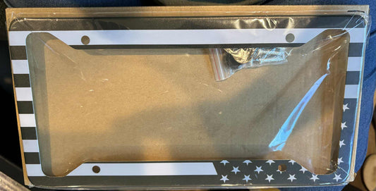 Black & White American Flag Decorative License Plate Frame