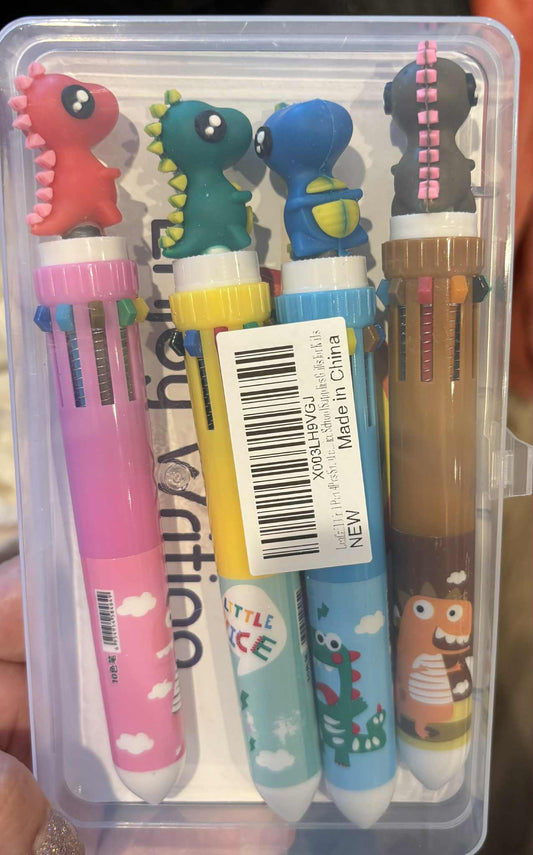 Dinosaur Shuttle Pens – Multi-Color Ink Set (4 Pack)