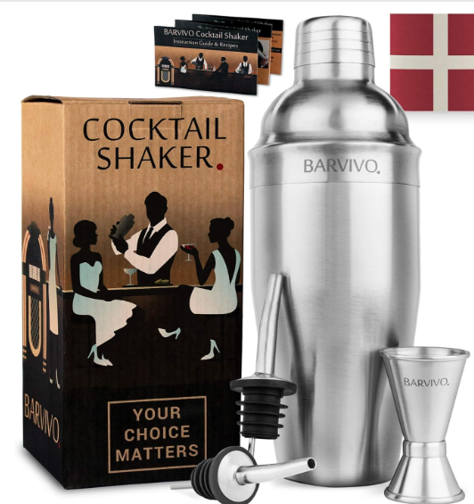 BARVIVO Cocktail Shaker Set – Professional Stainless Steel Bartender Kit