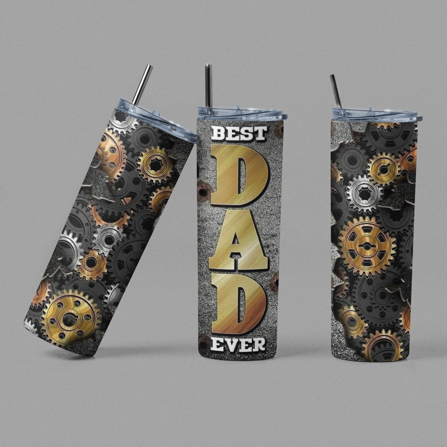 Best Dad Ever Gear Tumbler – Industrial Style