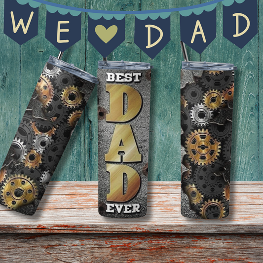 Best Dad Ever Gear Tumbler – Industrial Style
