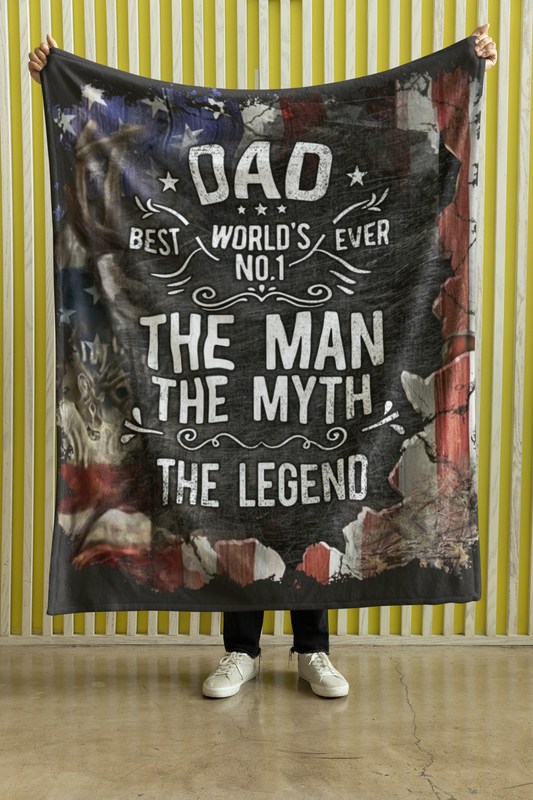 "Dad: The Man. The Myth. The Legend." – 50x60" Patriotic Throw Blanket