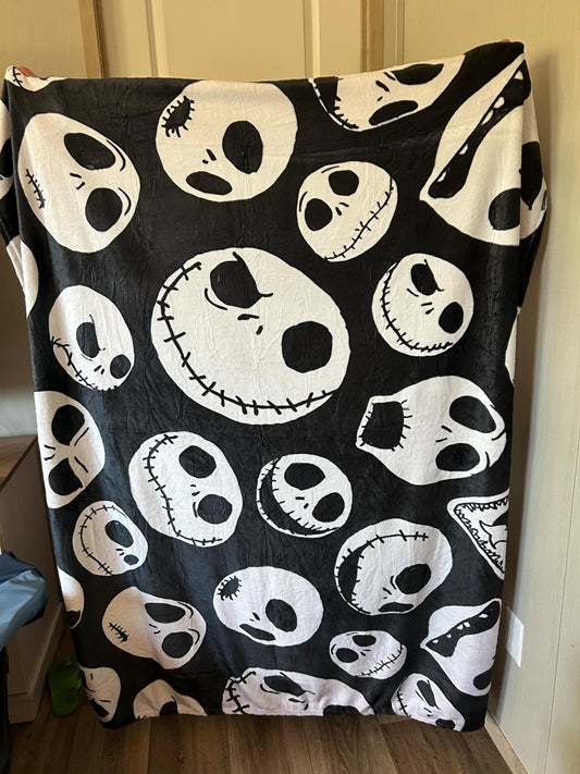 Jack Faces – Black & White Fleece Throw (50" X 60")