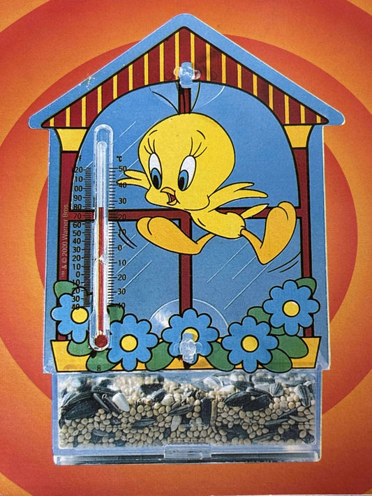Looney Tunes Tweety Bird Birdfeeder with Thermometer – Vintage Plastic Window Feeder
