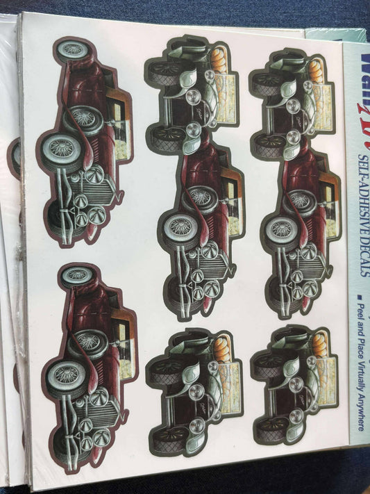 Vintage Style Antique Car Wall Decals – Self-Adhesive Decorating Accents (Set of 6)