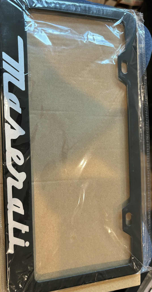 Maserati Decorative License Plate Frame – Black & Silver Design