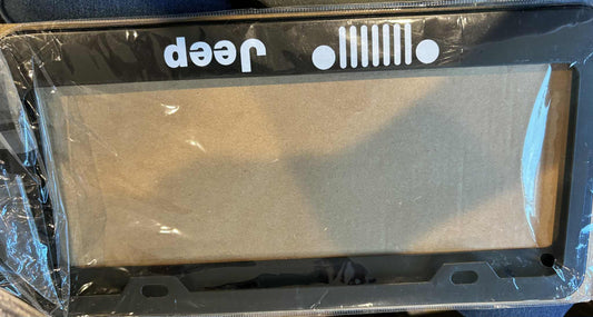 Jeep Decorative License Plate Frame – Black with White Grill Design (PLEASE READ DESCRIPTION)